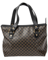 CELINE Celine Black & Brown Macadam Coated Canvas Small Zip Tote (Authentic Pre-