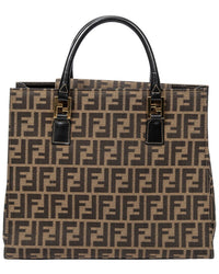 FENDI Fendi Tan & Dark Brown Zucca Canvas Square Tote (Authentic Pre-Loved)
