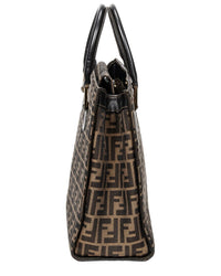 FENDI Fendi Tan & Dark Brown Zucca Canvas Square Tote (Authentic Pre-Loved)