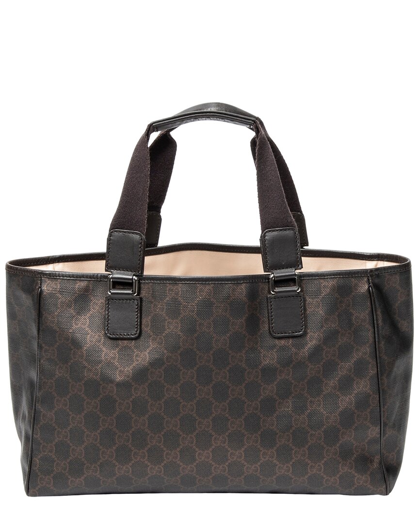 Gucci Gucci Dark Brown Supreme Coated Canvas Open Tote (Authentic Pre-Loved)
