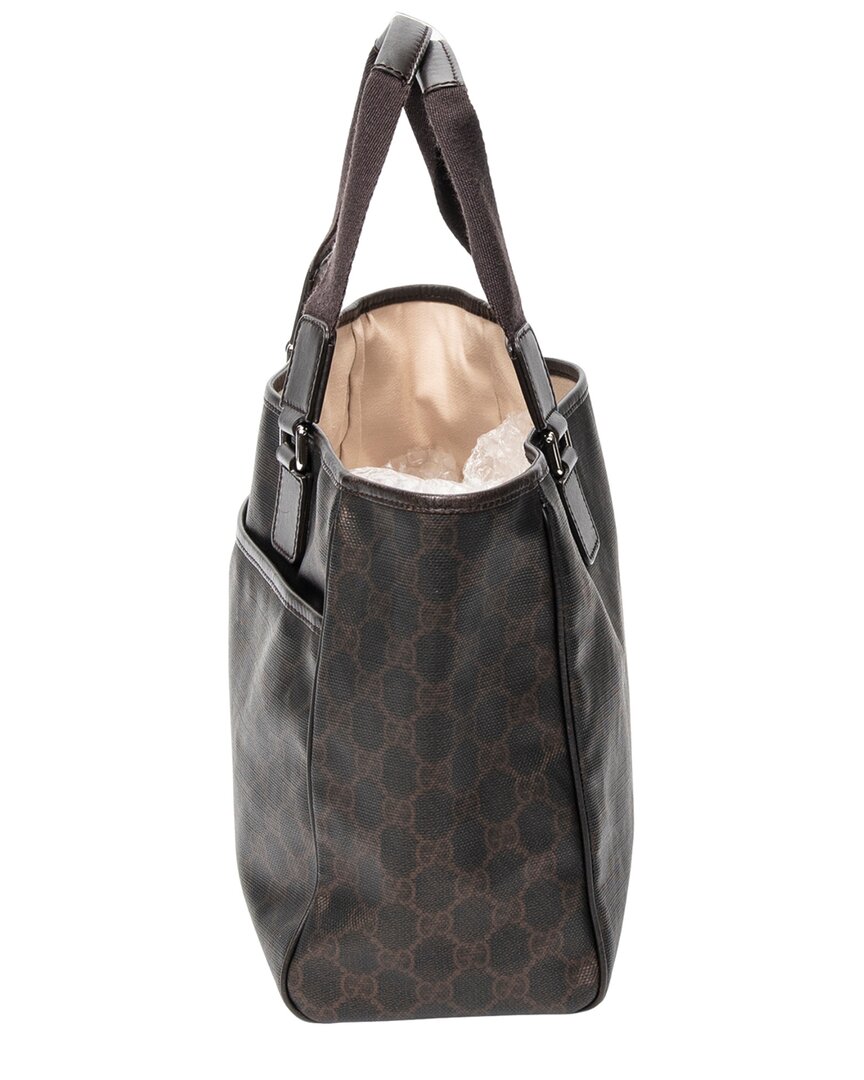 Gucci Gucci Dark Brown Supreme Coated Canvas Open Tote (Authentic Pre-Loved)