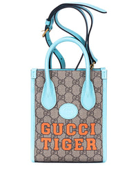 Gucci Gucci Beige & Blue Supreme Coated Canvas Tiger Tote, Never Carried (Authentic