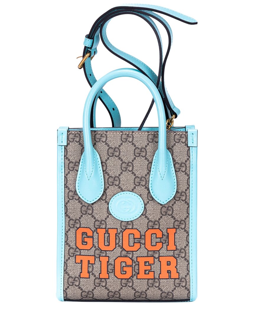 Gucci Gucci Beige & Blue Supreme Coated Canvas Tiger Tote, Never Carried (Authentic