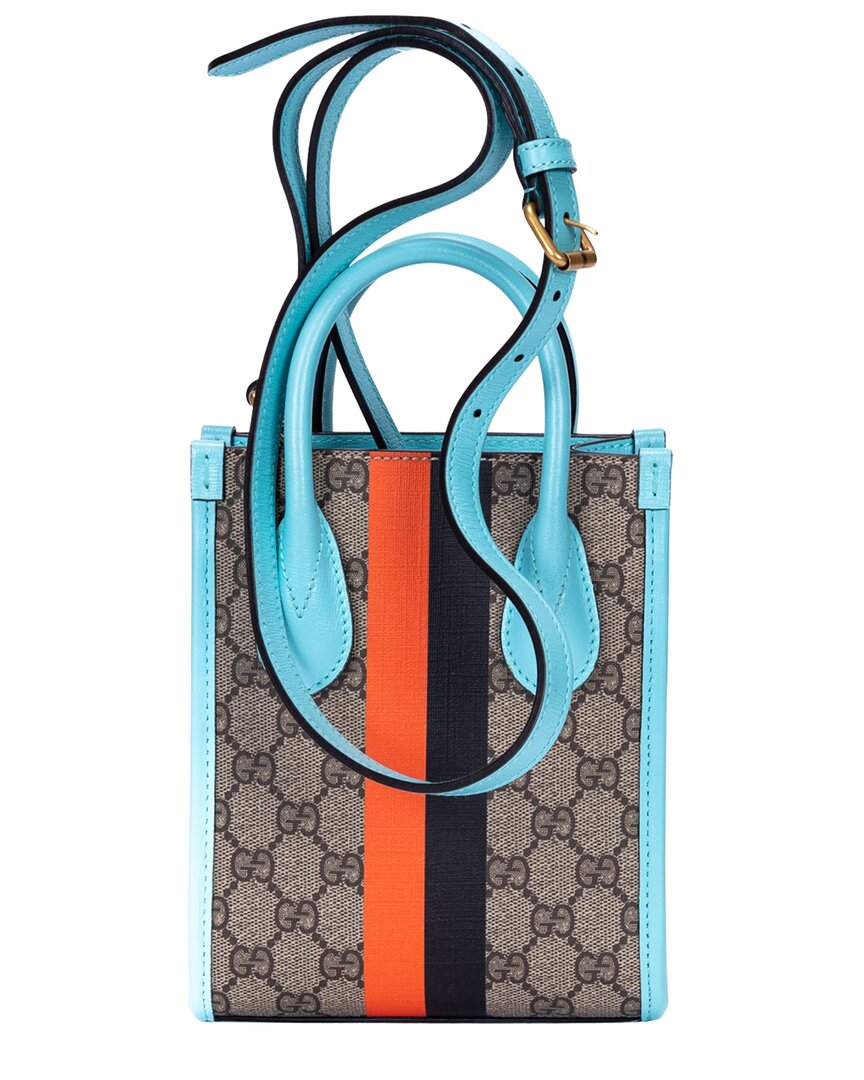 Gucci Gucci Beige & Blue Supreme Coated Canvas Tiger Tote, Never Carried (Authentic