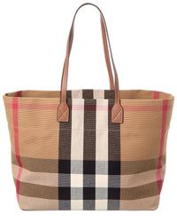 Burberry Check Canvas & Leather Tote