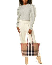 Burberry Check Canvas & Leather Tote