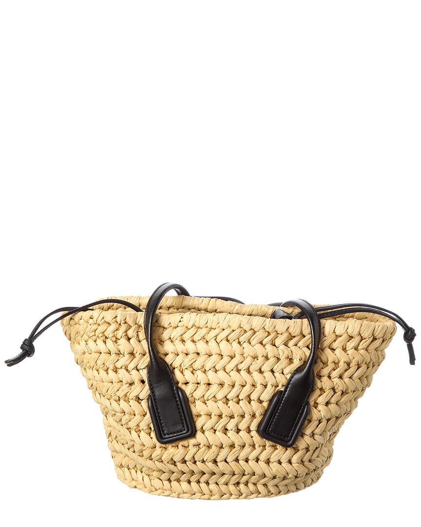 Bottega Veneta Arco Small Straw & Leather Basket Tote