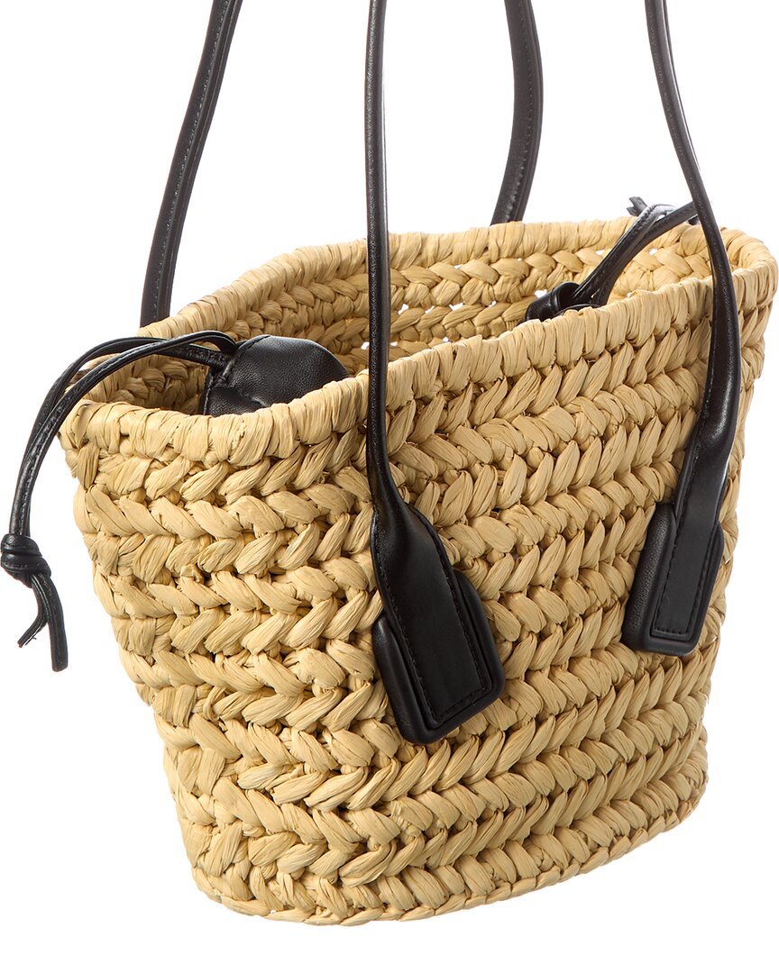Bottega Veneta Arco Small Straw & Leather Basket Tote