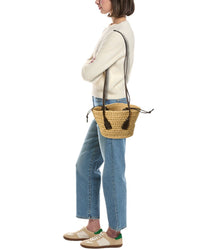 Bottega Veneta Arco Small Straw & Leather Basket Tote