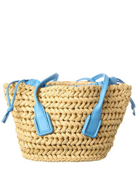 Bottega Veneta Arco Small Straw & Leather Basket Tote