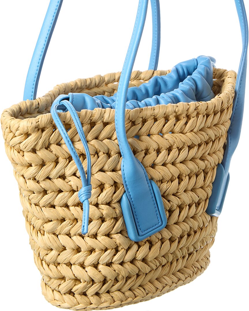Bottega Veneta Arco Small Straw & Leather Basket Tote