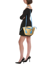 Bottega Veneta Arco Small Straw & Leather Basket Tote