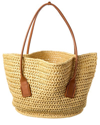 Bottega Veneta Arco Medium Raffia & Leather Basket Tote