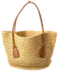 Bottega Veneta Arco Medium Raffia & Leather Basket Tote
