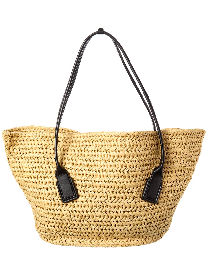 Bottega Veneta Arco Medium Raffia & Leather Basket Tote