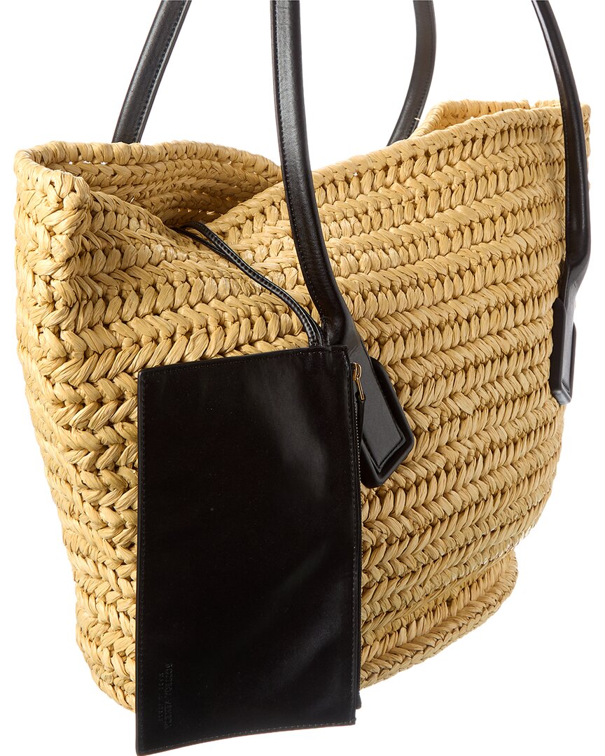 Bottega Veneta Arco Medium Raffia & Leather Basket Tote