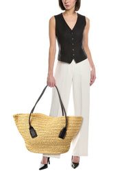 Bottega Veneta Arco Medium Raffia & Leather Basket Tote