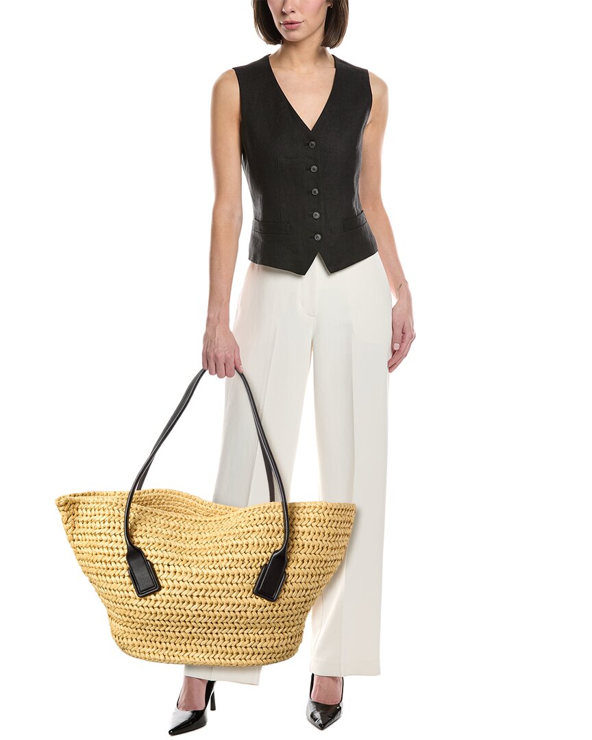 Bottega Veneta Arco Medium Raffia & Leather Basket Tote