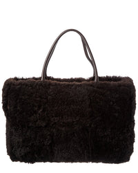 Bottega Veneta Arco Maxi Intrecciato Shearling & Leather Tote