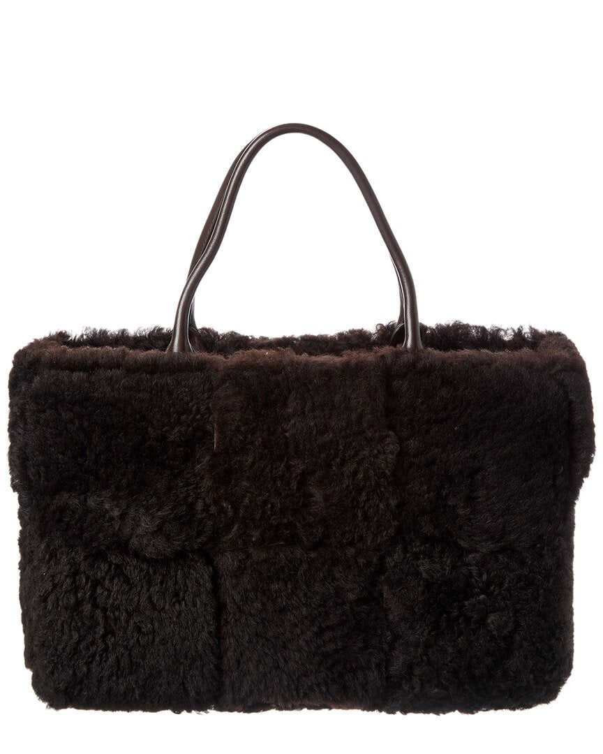 Bottega Veneta Arco Maxi Intrecciato Shearling & Leather Tote