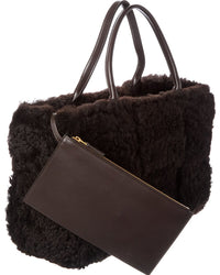 Bottega Veneta Arco Maxi Intrecciato Shearling & Leather Tote
