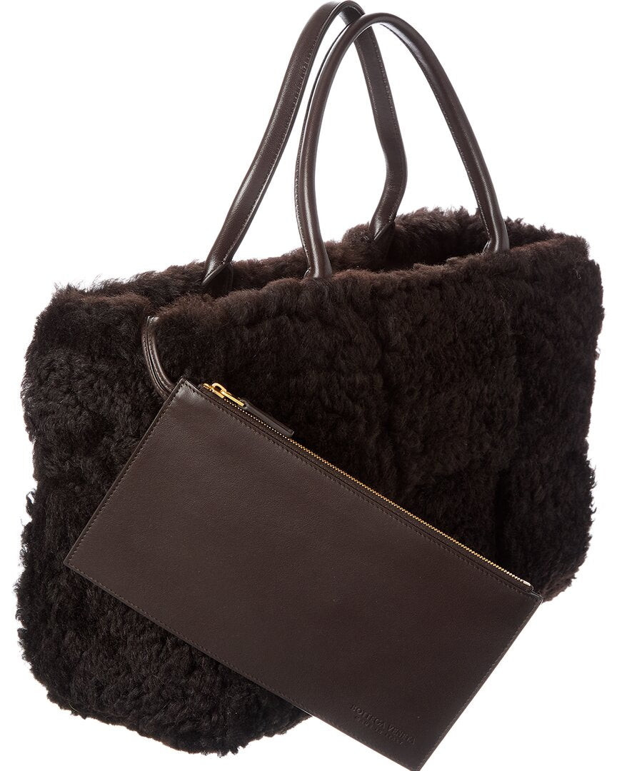 Bottega Veneta Arco Maxi Intrecciato Shearling & Leather Tote