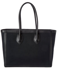 Balmain Logo Canvas & Leather Tote