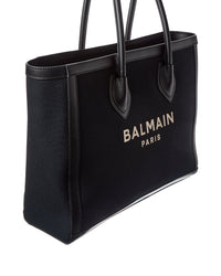 Balmain Logo Canvas & Leather Tote