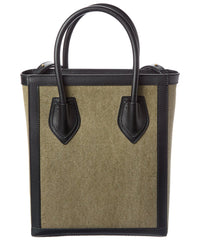 Balmain Logo Canvas & Leather Tote