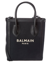 Balmain Logo Canvas & Leather Tote