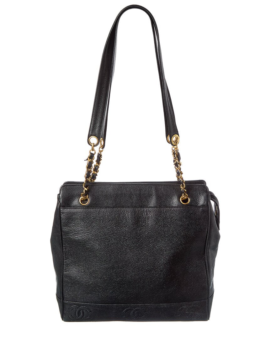 Chanel Black Caviar Leather Triple Cc Zip Tote (Authentic Pre-Loved)