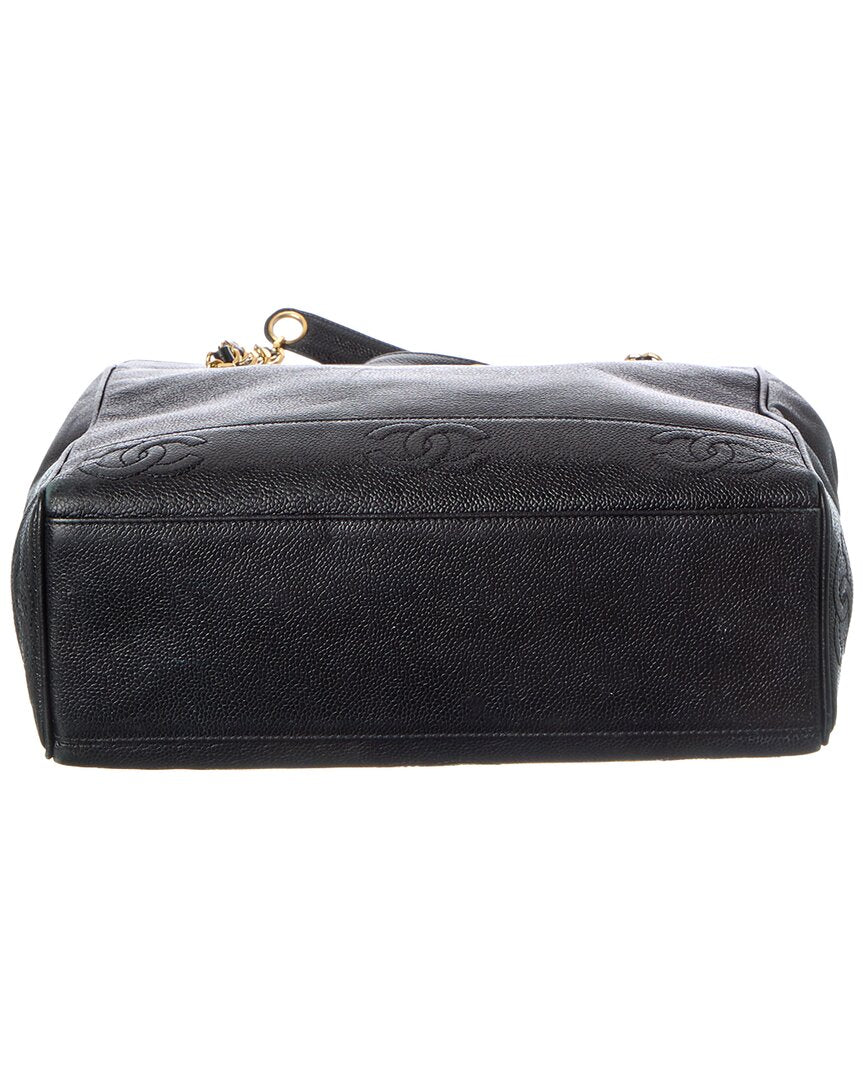 Chanel Black Caviar Leather Triple Cc Zip Tote (Authentic Pre-Loved)