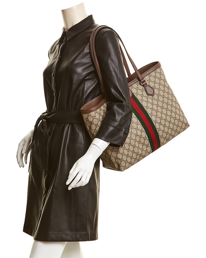 Gucci Gucci Ophidia Medium Gg Supreme Canvas & Leather Tote