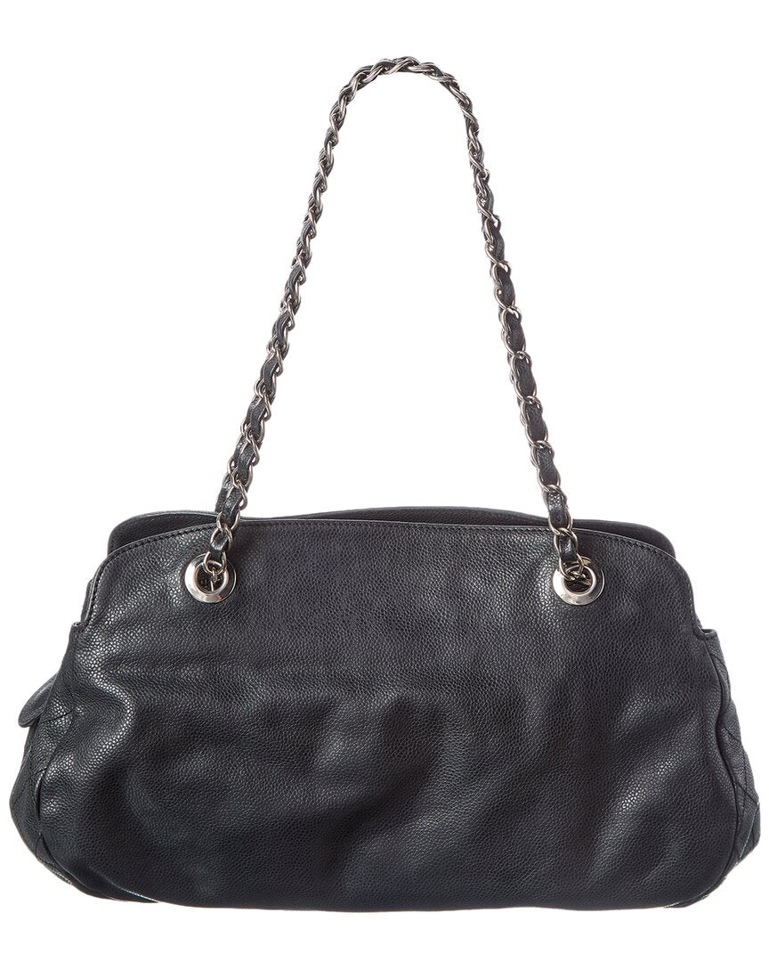 Chanel Black Calfskin Leather Cc Tote (Authentic Pre-Loved)