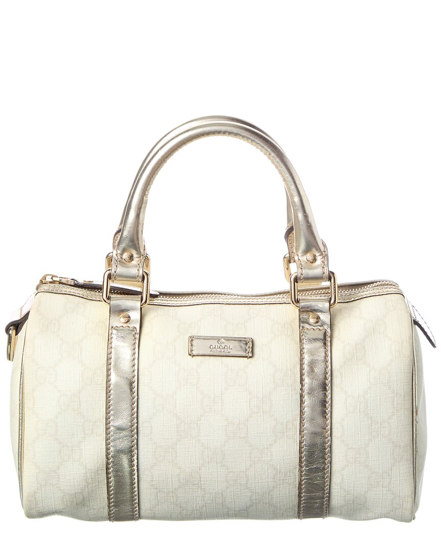Gucci Silver Monogram Canvas Gg Tote (Authentic Pre-Loved)