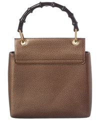 Gucci Gucci Dark Brown Lambskin Leather Bamboo Tote (Authentic Pre-Loved)