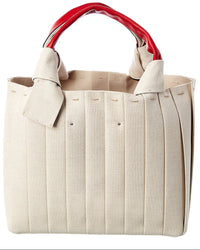Valentino Atelier 05 Plisse Edition Medium Canvas & Leather Tote