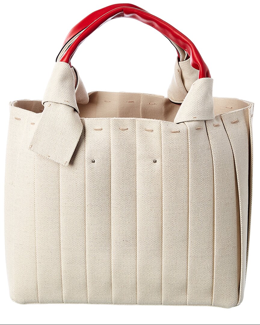 Valentino Atelier 05 Plisse Edition Medium Canvas & Leather Tote