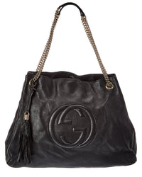 Gucci Gucci Black Lambskin Leather Black Soho Chain Tote (Authentic Pre-Loved)