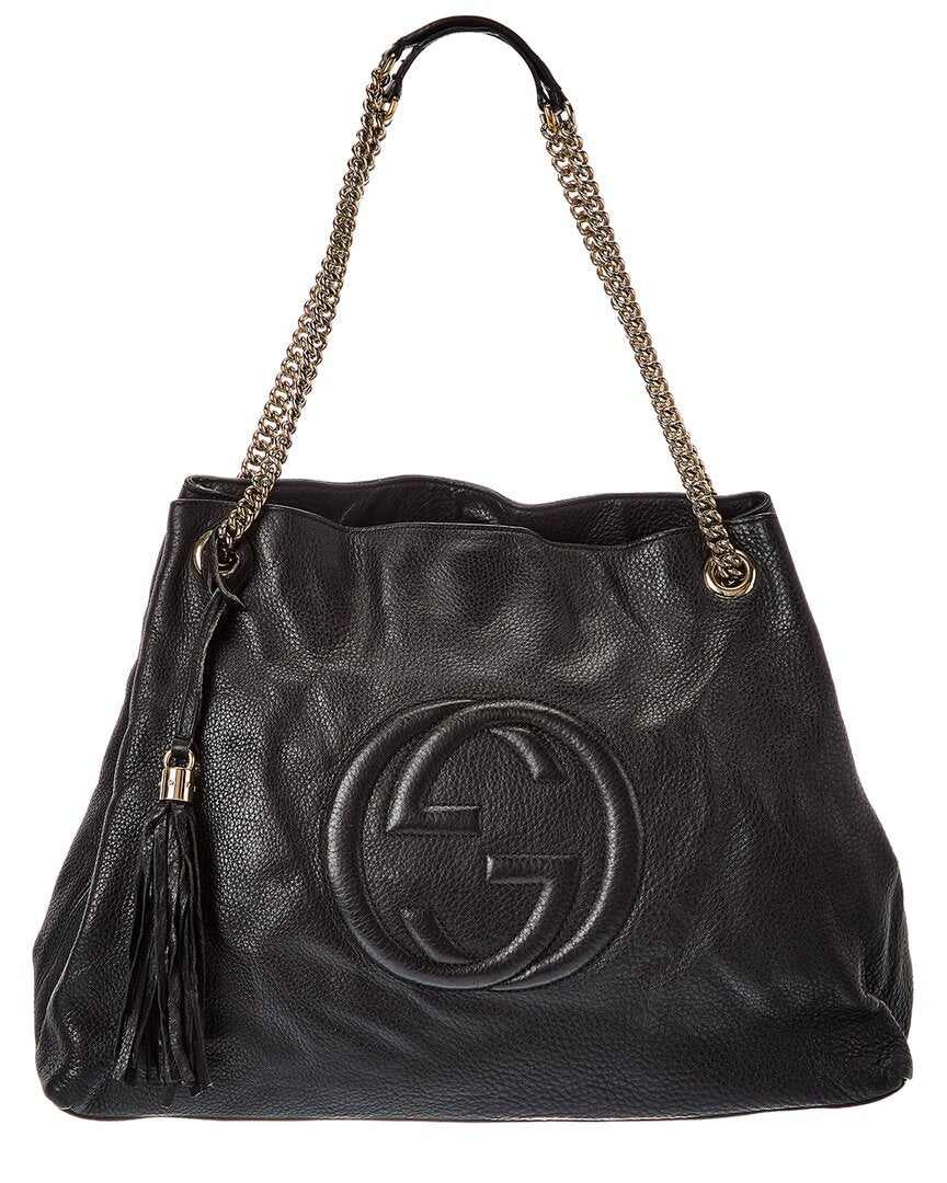 Gucci Gucci Black Lambskin Leather Black Soho Chain Tote (Authentic Pre-Loved)