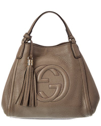 Gucci Gray Lambskin Leather Soho Tote (Authentic Pre-Loved)