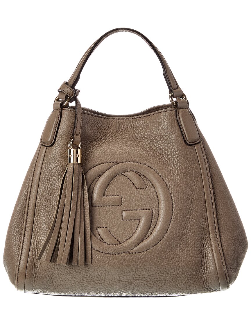 Gucci Gray Lambskin Leather Soho Tote (Authentic Pre-Loved)