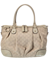 Gucci Light Grey Lambskin Leather Sukie Gg Tote (Authentic Pre-Loved)
