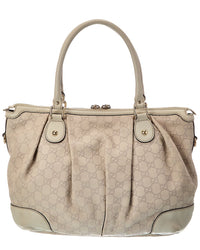 Gucci Light Grey Lambskin Leather Sukie Gg Tote (Authentic Pre-Loved)