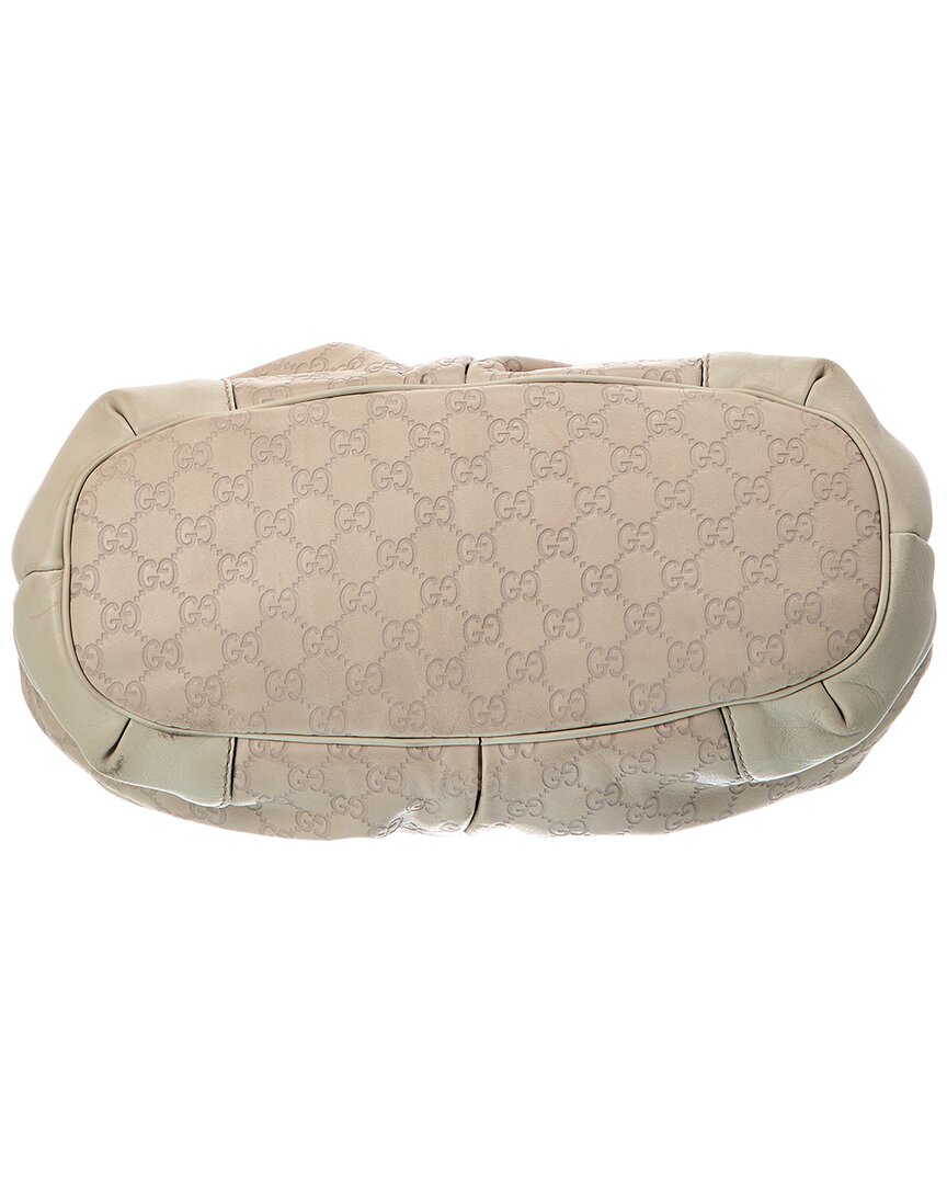 Gucci Light Grey Lambskin Leather Sukie Gg Tote (Authentic Pre-Loved)