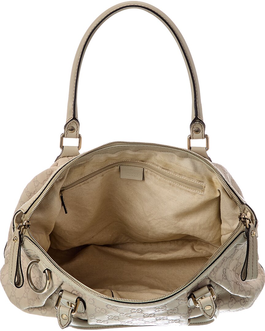 Gucci Light Grey Lambskin Leather Sukie Gg Tote (Authentic Pre-Loved)