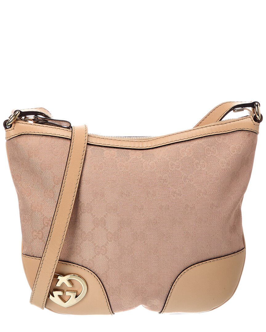 Gucci Beige Lambskin Leather Gg Tote (Authentic Pre-Loved)