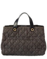 Chanel Black Denim Calfskin Leather Denim Quilted Tote (Authentic Pre-Loved)