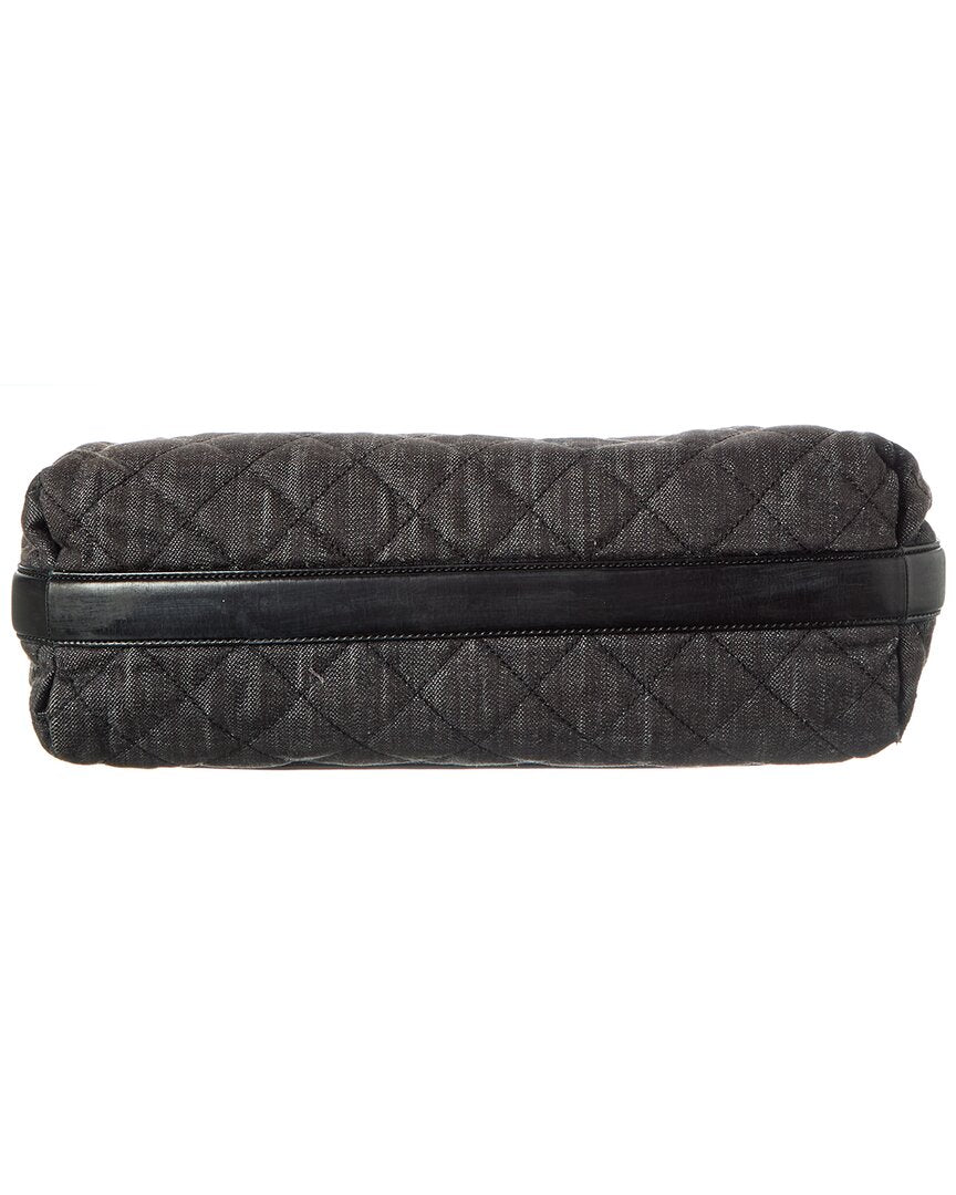 Chanel Black Denim Calfskin Leather Denim Quilted Tote (Authentic Pre-Loved)