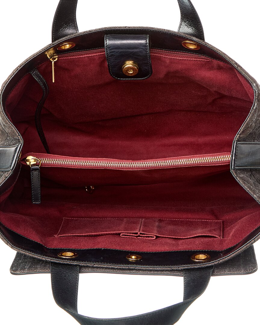 Chanel Black Denim Calfskin Leather Denim Quilted Tote (Authentic Pre-Loved)